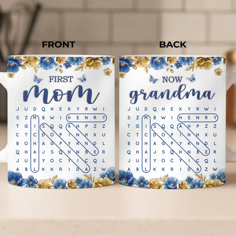Custom Word Search Puzzle Mug - Personalized Mother's Day Birthday Gifts For Mom, Grandma - Where Her Love Lives On