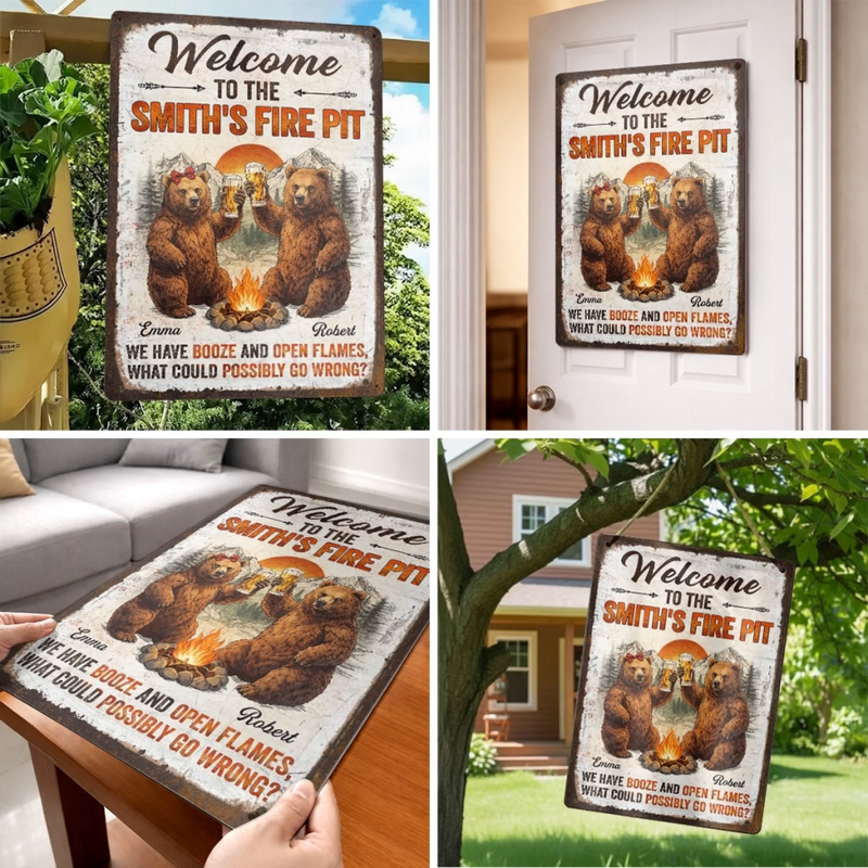 Custom Home Decor Metal Sign - Personalized Birthday Camping Gifts For Campers, Mom, Dad, Brother, Sister, Kids - This Is Our Happy Place