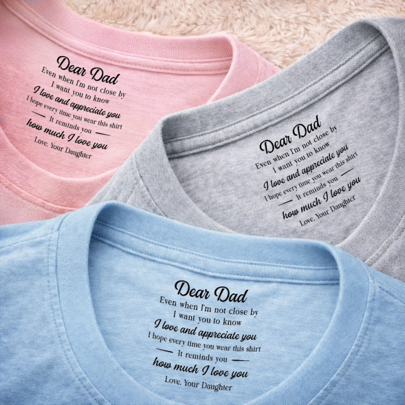 Custom Inside Neck Print T-Shirt - Personalized Father's Day Birthday Gifts For Dad, Daughter - You Are My First Hero