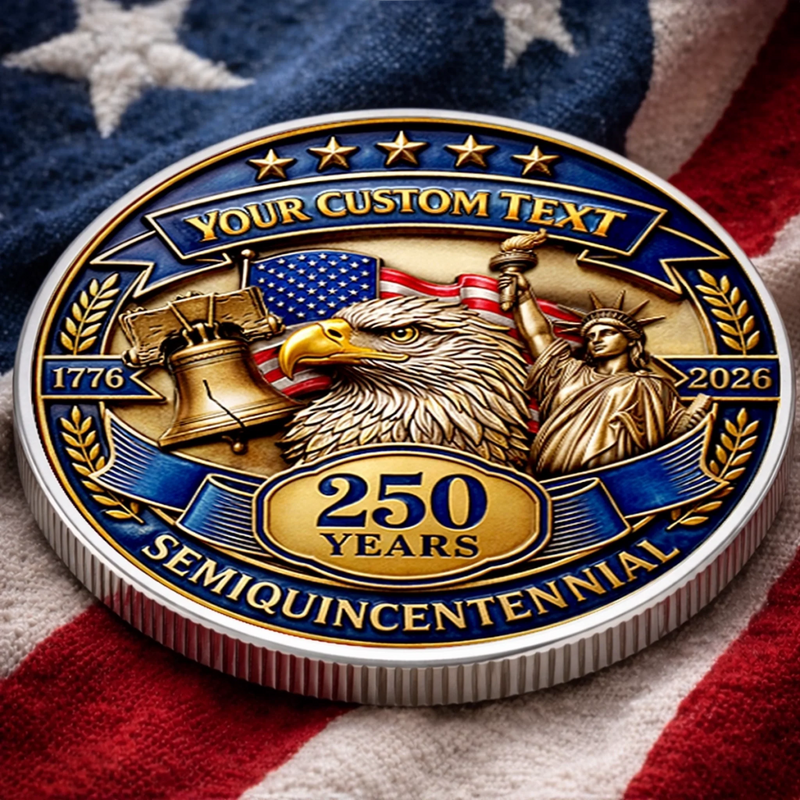 Custom Commemorative Keepsake Coin - Personalized America 250th Anniversary Gifts For Mom, Dad, Brother, Sister, Kids - A Legacy Of Freedom And Pride