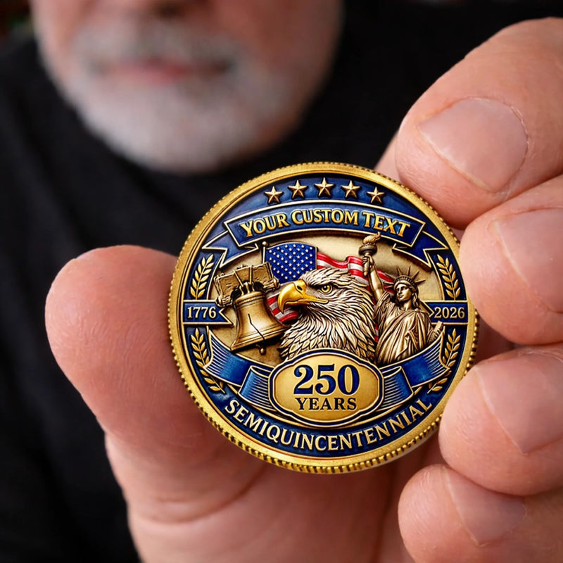 Custom Commemorative Keepsake Coin - Personalized America 250th Anniversary Gifts For Mom, Dad, Brother, Sister, Kids - A Legacy Of Freedom And Pride