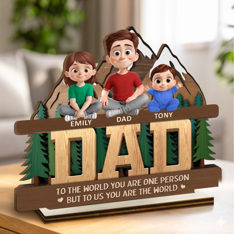 Custom 2-Layered Wooden Plaque - Personalized Father's Day Birthday Gifts For Dad, Grandpa - Strong Love Of A Father