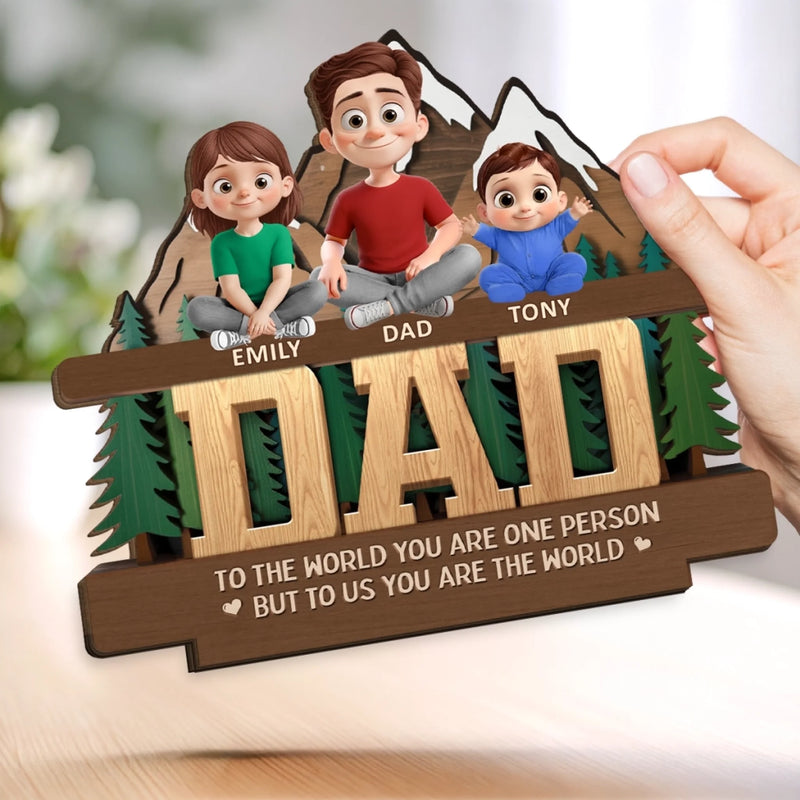 Custom 2-Layered Wooden Plaque - Personalized Father's Day Birthday Gifts For Dad, Grandpa - Strong Love Of A Father