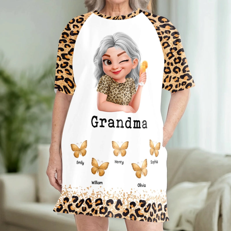 Custom Women's Sleep Tee - Personalized Mother's Day Birthday Gifts For Mom, Grandma - Glam Grandma Energy Only