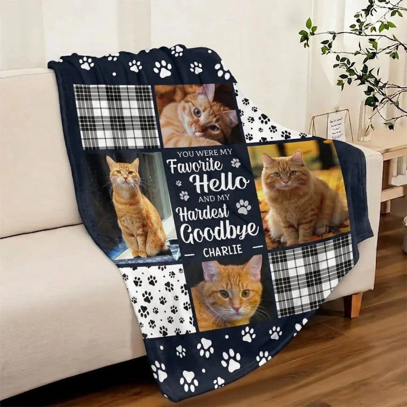 Custom Photo You Were My Hardest Goodbye - Memorial Personalized Custom Blanket - Sympathy Gift For Pet Owners, Pet Lovers