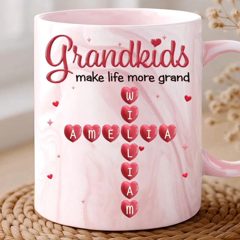 Custom Scrabble 11oz Pink Marble Mug - Personalized Birthday Gifts For Mom, Grandma - Official Grandkid Spoiler