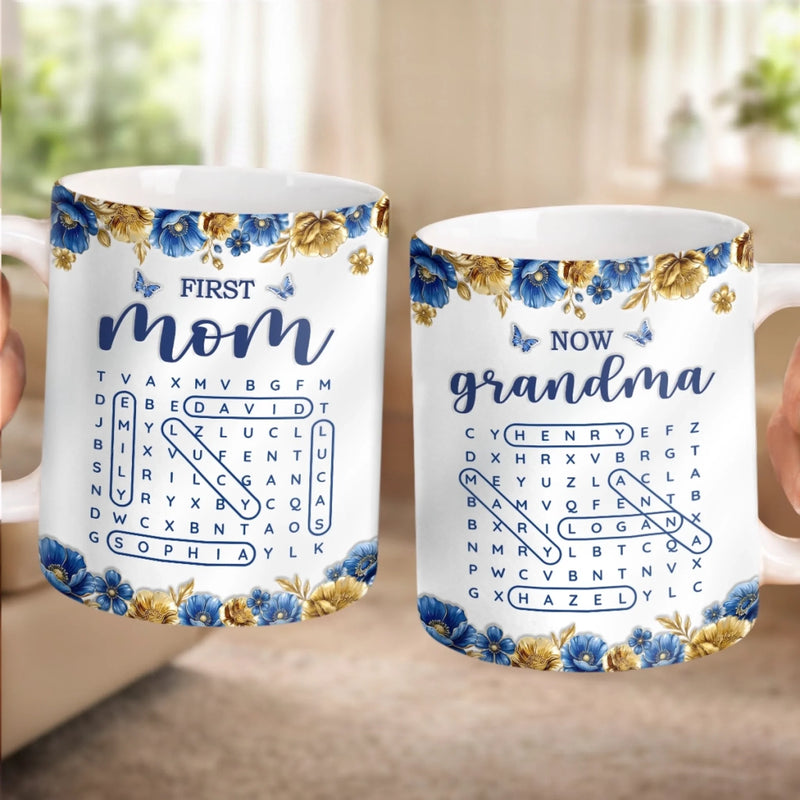 Custom Word Search Puzzle Mug - Personalized Mother's Day Birthday Gifts For Mom, Grandma - Where Her Love Lives On