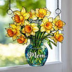 Custom Window Hanging Suncatcher Ornament - Personalized Mother's Day Birthday Gifts For Mom, Grandma - Her Flowers Forever Bloom