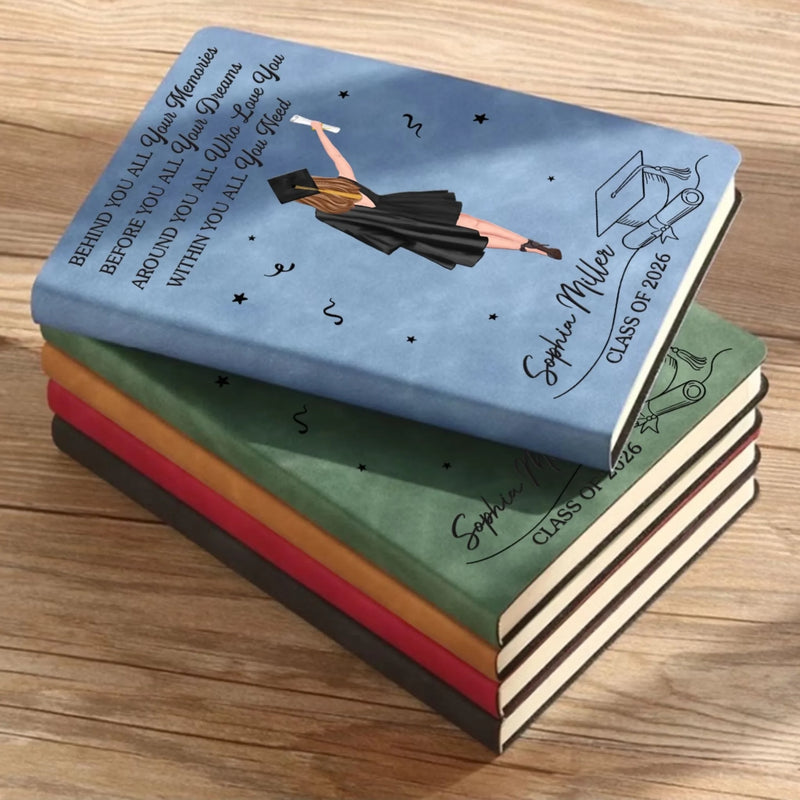 Custom Leather Writing Journal - Personalized Graduation Gifts For Him, Her - The Future Is Written By You