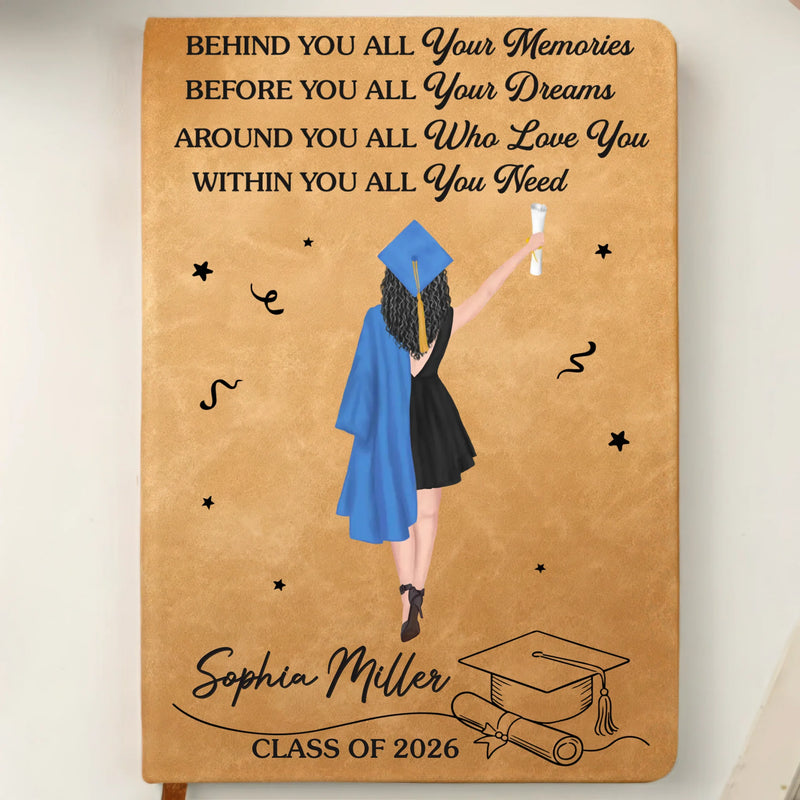 Custom Leather Writing Journal - Personalized Graduation Gifts For Him, Her - The Future Is Written By You