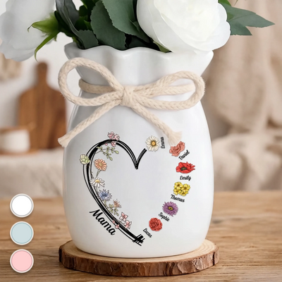 Custom Flower Vase With Ribbon - Personalized Mother's Day Birthday Gifts For Mom, Grandma - Every Bloom Belongs To Mama