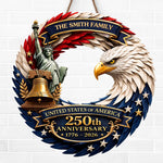 Custom Wood Sign - Personalized America 250th Anniversary Gifts For Mom, Dad, Brother, Sister, Kids - Eagle Patriotic