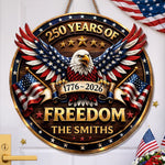 Custom Wood Sign - Personalized America 250th Anniversary Gifts For Mom, Dad, Brother, Sister, Kids - Proud Of Our Story