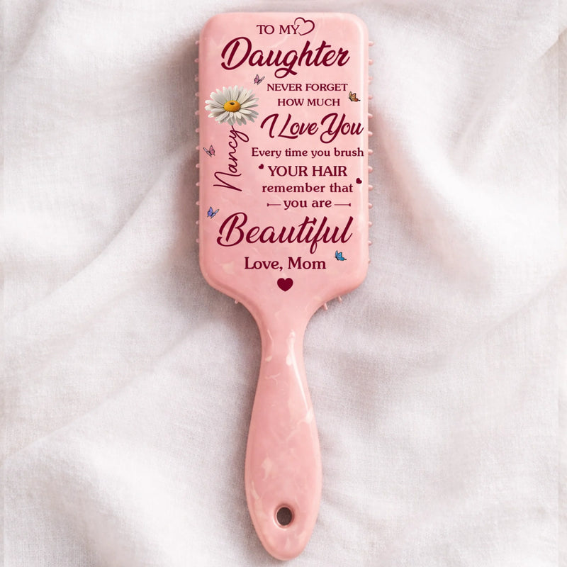 Custom Birth Month Flower Paddle Hair Brush - Personalized Birthday Gifts For Daughter - A Sweet Reminder She Can Hold