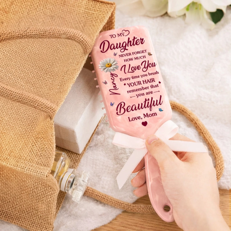 Custom Birth Month Flower Paddle Hair Brush - Personalized Birthday Gifts For Daughter - A Sweet Reminder She Can Hold