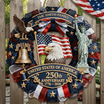 Custom Wood Sign - Personalized America 250th Anniversary Gifts For Mom, Dad, Brother, Sister, Kids - Family First, Forever Always