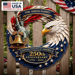 Custom Wood Sign - Personalized America 250th Anniversary Gifts For Mom, Dad, Brother, Sister, Kids - Eagle Patriotic