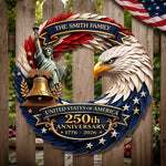Custom Wood Sign - Personalized America 250th Anniversary Gifts For Mom, Dad, Brother, Sister, Kids - Eagle Patriotic