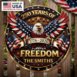 Custom Wood Sign - Personalized America 250th Anniversary Gifts For Mom, Dad, Brother, Sister, Kids - Proud Of Our Story