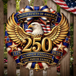 Custom Wood Sign - Personalized America 250th Anniversary Gifts For Mom, Dad, Brother, Sister, Kids - Family And The American Dream