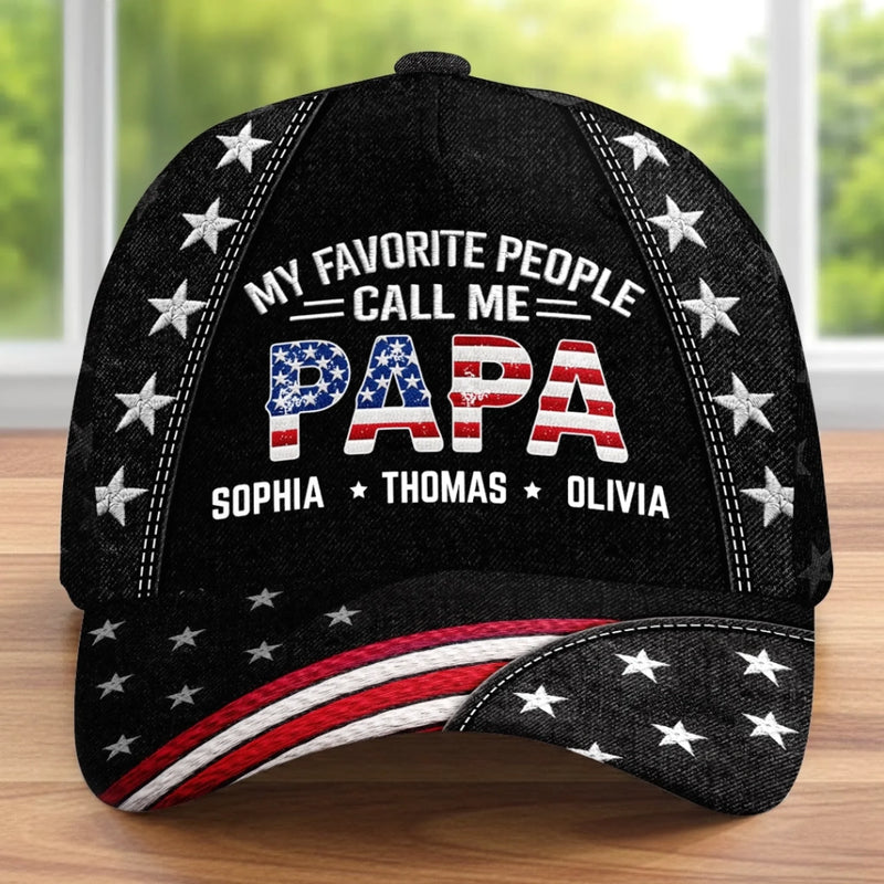Custom Hat, All Over Print Classic Cap - Personalized Father's Day Birthday Gifts For Dad, Grandpa - Dad Love Stays Forever