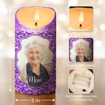 Custom Photo LED Candle - Personalized Memorial Sympathy Gifts For Loss Of Mom, Dad - Always Loved Never Forgotten