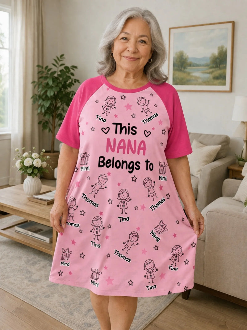 Custom Women's Sleep Tee - Personalized Birthday Gifts For Mom, Grandma - This Grandma Belongs To