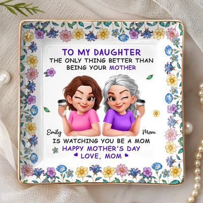 Custom Full-Print Jewelry Dish - Personalized Mother's Day Birthday Gifts For Daughter - From Mom With Love