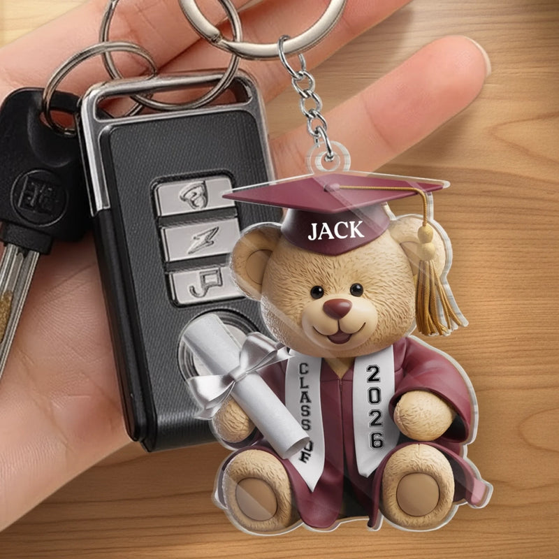 Custom Shaped Acrylic Keychain - Personalized Graduation Gifts For Him, Her - Pawsitively Proud Graduate