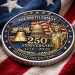 Custom Commemorative Keepsake Coin - Personalized America 250th Anniversary Gifts For Mom, Dad, Brother, Sister, Kids - Liberty Runs In Our Blood