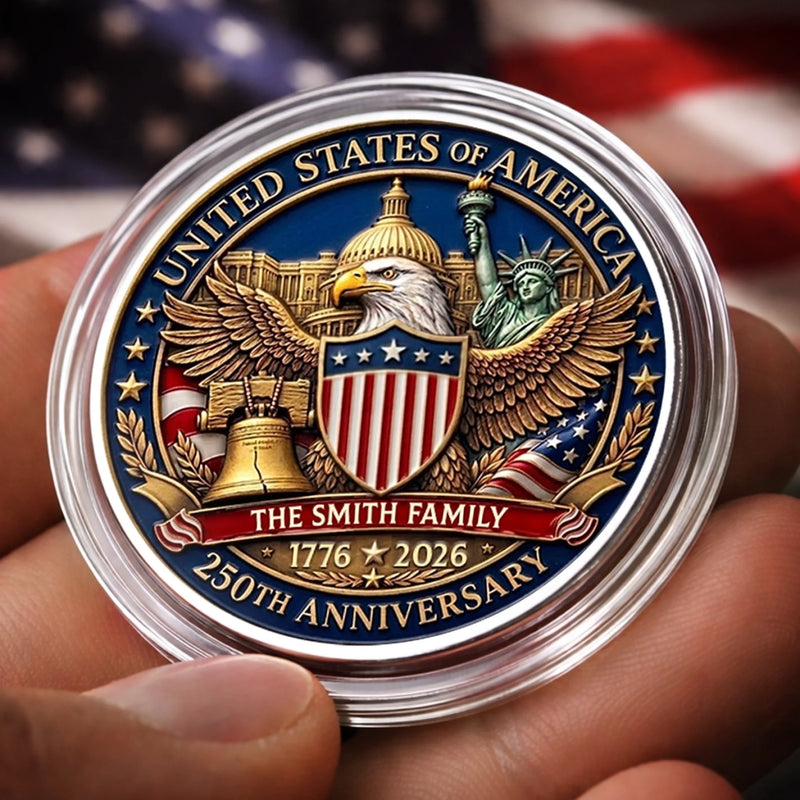 Custom Commemorative Keepsake Coin - Personalized America 250th Anniversary Gifts For Mom, Dad, Brother, Sister, Kids - Generations Of American Pride