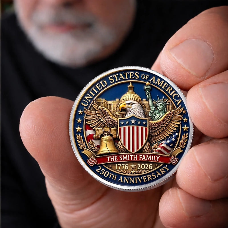 Custom Commemorative Keepsake Coin - Personalized America 250th Anniversary Gifts For Mom, Dad, Brother, Sister, Kids - Generations Of American Pride