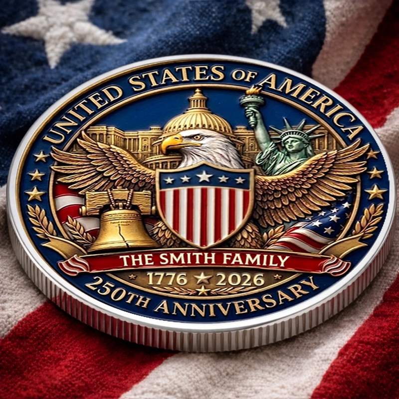 Custom Commemorative Keepsake Coin - Personalized America 250th Anniversary Gifts For Mom, Dad, Brother, Sister, Kids - Generations Of American Pride