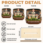Custom 2-Layered Wooden Plaque - Personalized Father's Day Birthday Gifts For Dad, Grandpa - Our Favorite Player Calls Us Family
