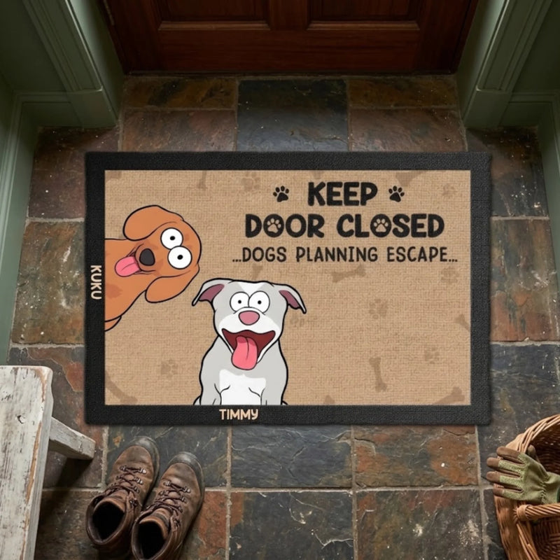 Custom Home Decor Decorative Mat - Personalized Birthday Gifts For Dog Cat Lovers, Dog Dad And Mom, Cat Owners - Don't Let The Cat Out No Matter What He Tells You