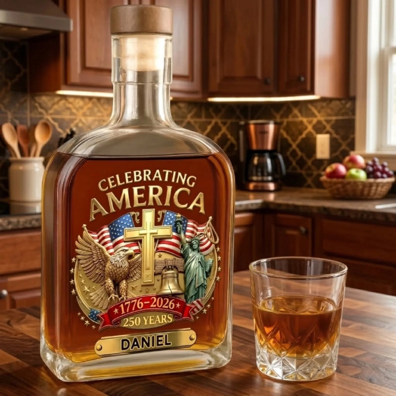 Custom Liquor Decanter - America 250th Anniversary Gifts For Women, Men - United We Rise Together