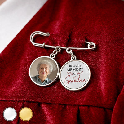 Custom Lapel Pin With Photo Charms - Personalized Memorial Sympathy Graduation Gifts For Him, Her - We're Always With You