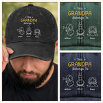 Custom Vintage Washed Denim Baseball Cap - Personalized Father's Day Gifts For Dad, Grandpa - Our Grandpa Right Here