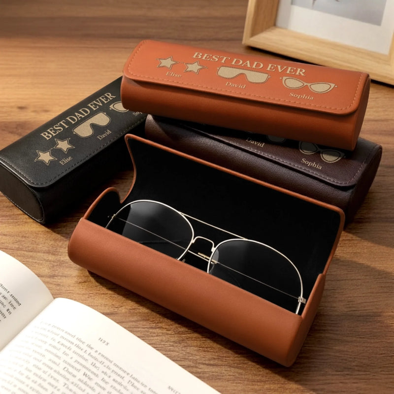 Custom PU Leather Eyeglass Case - Personalized Father's Day Birthday Gifts For Dad, Grandpa - Cool Dad Club