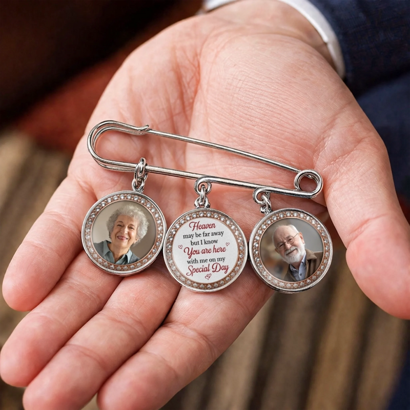 Custom Lapel Pin With Photo Charms - Personalized Memorial Sympathy Graduation Gifts For Him, Her - Carrying Your Love Across The Stage