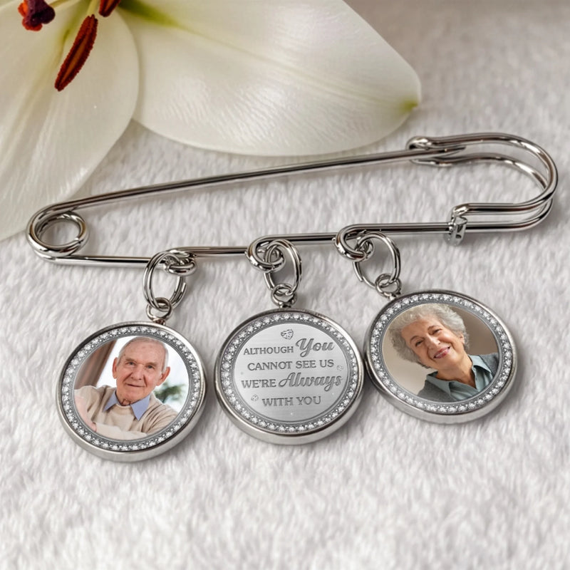 Custom Lapel Pin With Photo Charms - Personalized Memorial Sympathy Graduation Gifts For Him, Her - Guided By Love Beyond This Day