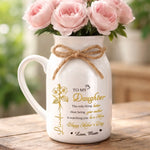 Custom Ceramic Pitcher Flower Vase - Personalized Mother's Day Birthday Gifts For Daughter - To My Daughter, Forever My Heart