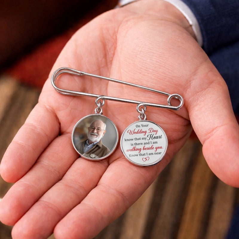 Custom Lapel Pin With Photo Charms - Personalized Memorial Sympathy Graduation Gifts For Him, Her - Gone But Never Truly Apart