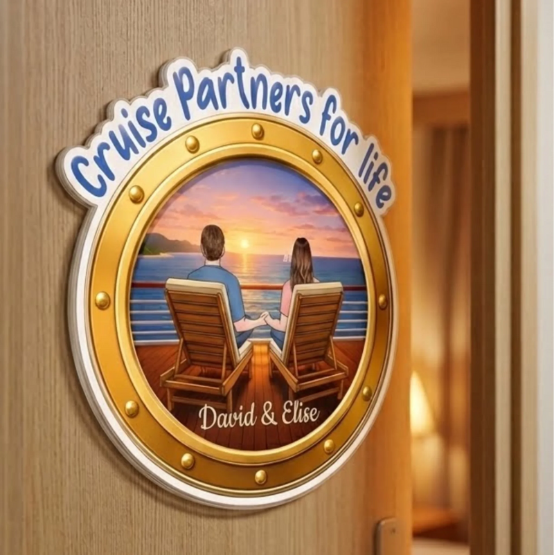 Custom Cruise Ship Door Magnet - Personalized Summer Vacation And Travel Gifts For Husband And Wife, Him And Her - Sun, Love, And Summer