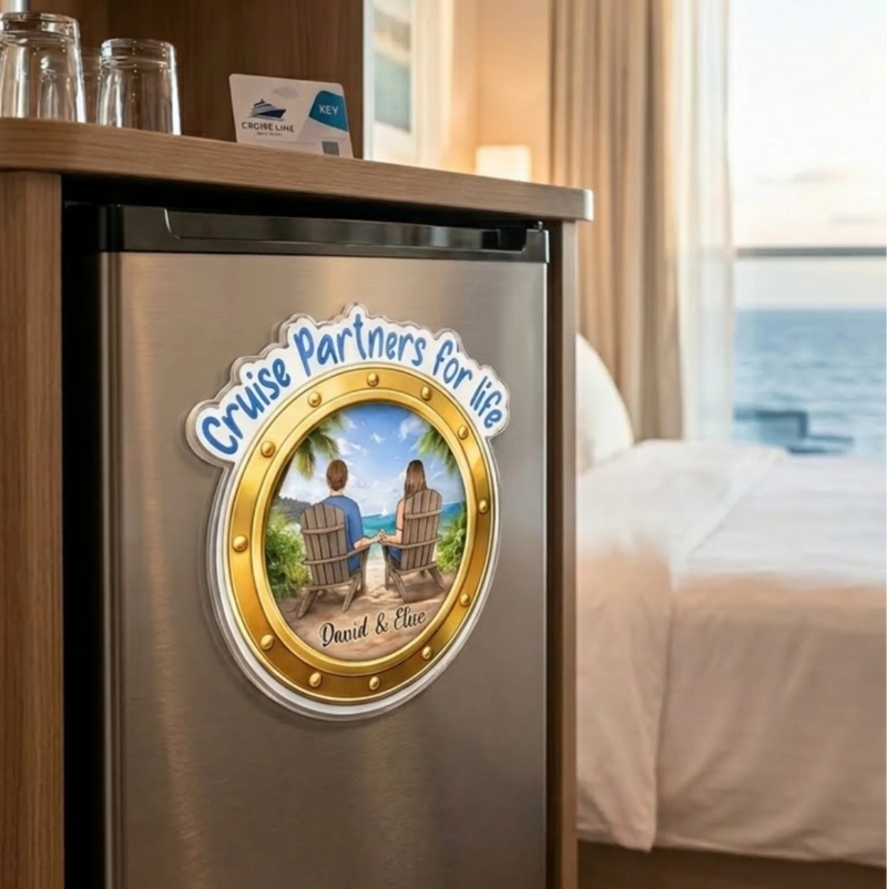 Custom Cruise Ship Door Magnet - Personalized Summer Vacation And Travel Gifts For Husband And Wife, Him And Her - Sun, Love, And Summer