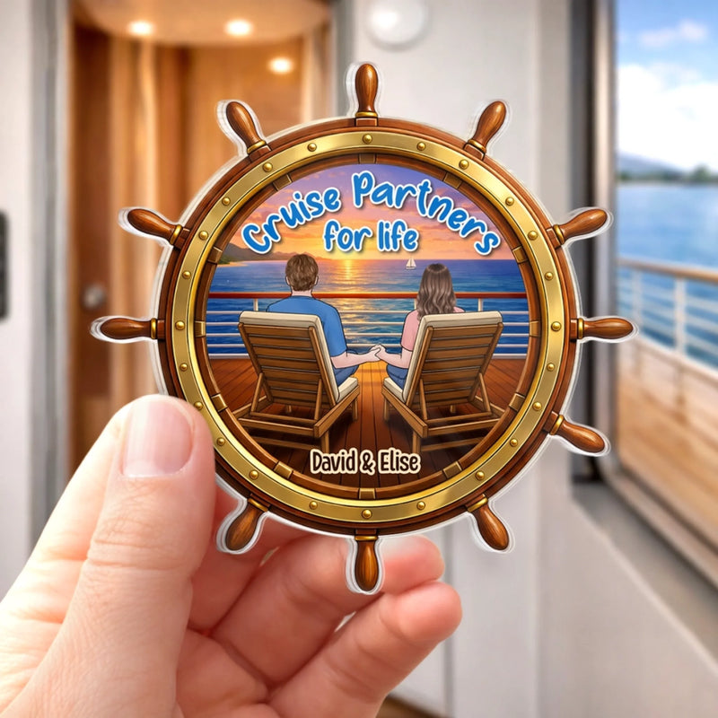 Custom Cruise Ship Door Magnet - Personalized Summer Vacation And Travel Gifts For Husband And Wife, Him And Her - Anchored In Love