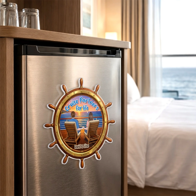 Custom Cruise Ship Door Magnet - Personalized Summer Vacation And Travel Gifts For Husband And Wife, Him And Her - Anchored In Love
