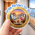 Custom Cruise Ship Door Magnet - Personalized Summer Vacation And Travel Gifts For Couple, Cruise Lovers - Sailing Into The Ocean Together