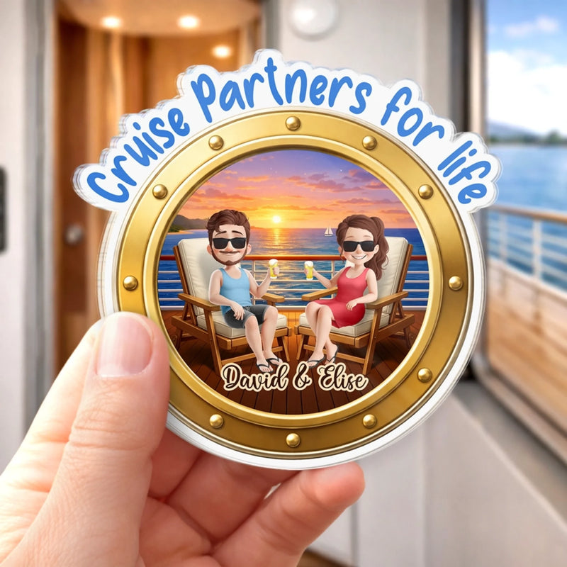 Custom Cruise Ship Door Magnet - Personalized Summer Vacation And Travel Gifts For Husband And Wife, Him And Her - Sailing Into The Ocean Together