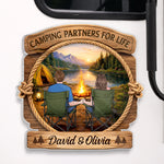 Custom Door Magnet - Personalized Anniversary Wedding Camping Gifts For Campers, Husband And Wife, Him And Her - Camping Partners For Life